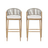 Outdoor Bar Height Metal Frame Counter Stools With Scallop Shaped Backrest & Water Resistant Cushions