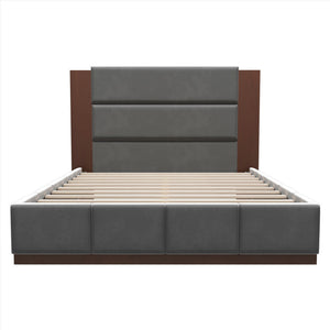 Modern Upholstered Platform Bed With Extended Headboard