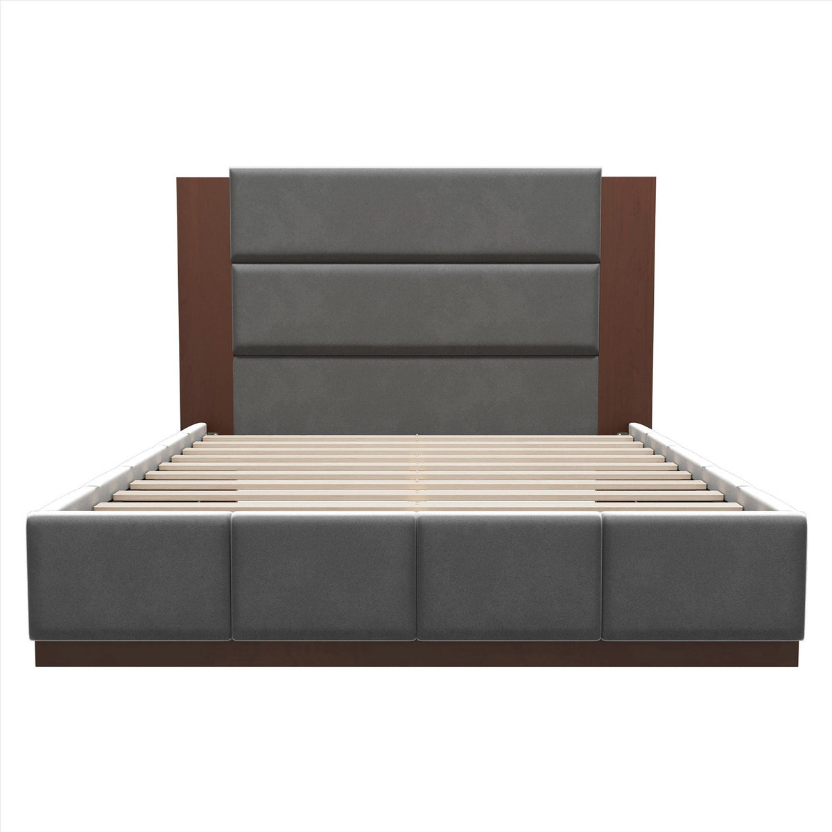 Modern Upholstered Platform Bed With Extended Headboard