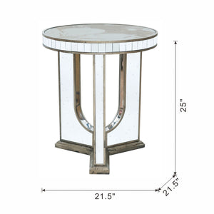 Round Table With Elegant Foral Design And Mirrored