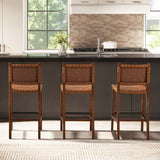 Andre  Woven Leather Counter Stool