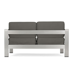 Outdoor Aluminum Loveseat With Cushion - Gray