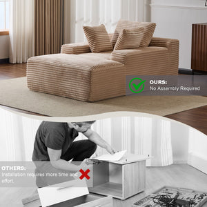 Oversized Chaise Lounge Chair Cozy Cloud Couch With 3 Throw Pillows And Wide Armrest