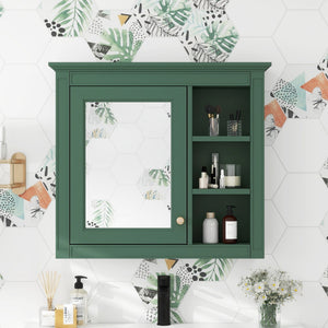 Wall Mounted Medicine Cabinet with Mirror and 3 Open Shelves - Multiple Colors