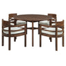 5 Piece Round Patio Table & Cushioned Armrest Chairs, Outdoor Dining Set With Umbrella Hole