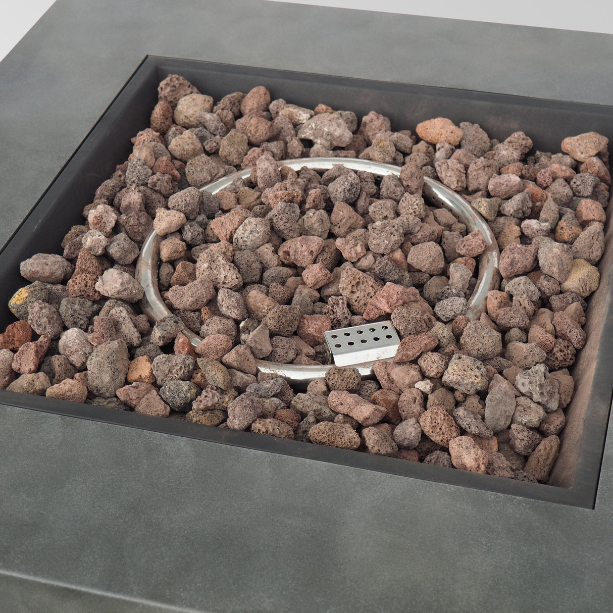 Modern Iron Square Fire Pit with Stone Gray Finish