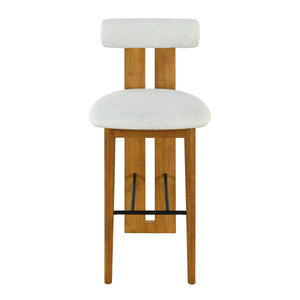 Renee Indoor Wooden Upholstered Barstool with Rubberwood Frame - Ivory or Walnut