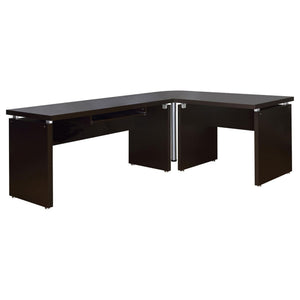 Floating - Top Computer Desk With Pullout Keyboard Shelf - Brown