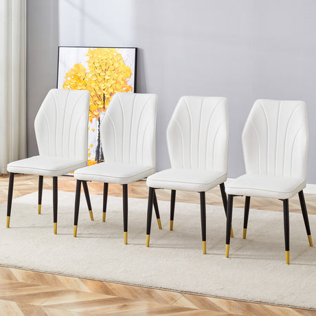 4-modern-dining-chairs-with-stylish-PU-patterned-backrest-and-black-metal-legs-Dining-Chairs