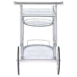 Reia - 3 Tier Cart With Casters & Tempered Glass Design - Chrome