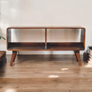 Solid Wood Curved Chestnut Media Unit