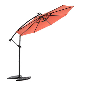 10ft Solar LED Offset Hanging Market Patio Umbrella (Orange)