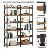 6-Tier Industrial Bookshelf With 12 Open Shelves