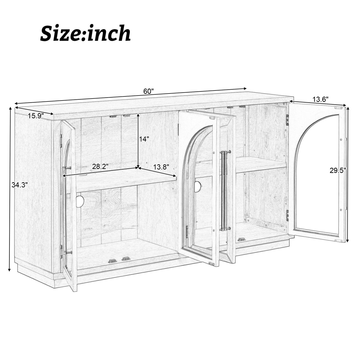 4-Door Large Storage Sideboard