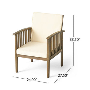 Patio Set Outdoor Acacia Wood Furniture Sets - Modern Club Chair Conversation Sets with Patio Dining Table