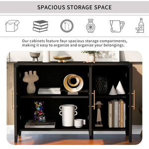 U-Style Wavy 3-Door Sideboard with Solid Pine Legs