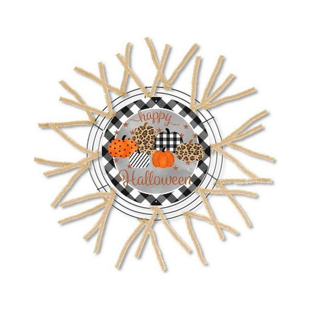 8" Metal Sign: Happy Halloween Pumpkins