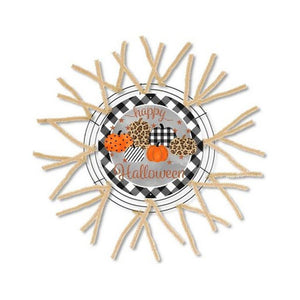 8" Metal Sign: Happy Halloween Pumpkins