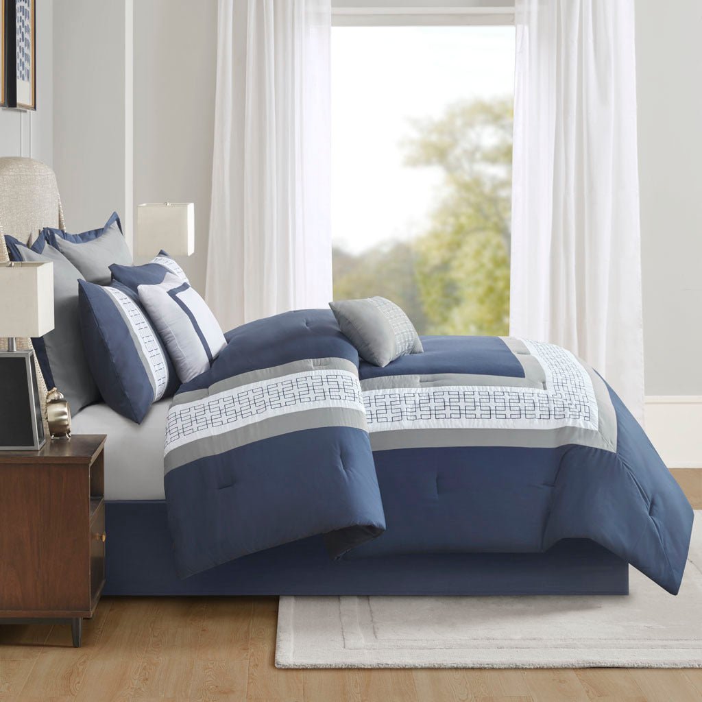 8 piece queen embroidered comforter set - Tuesday Morning - Quilts & Comforters
