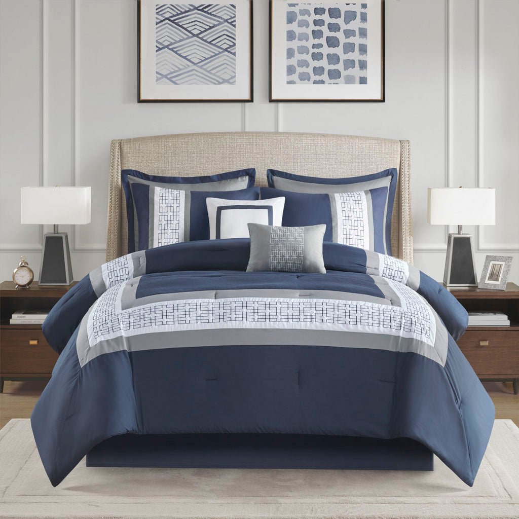 8 piece queen embroidered comforter set - Tuesday Morning - Quilts & Comforters
