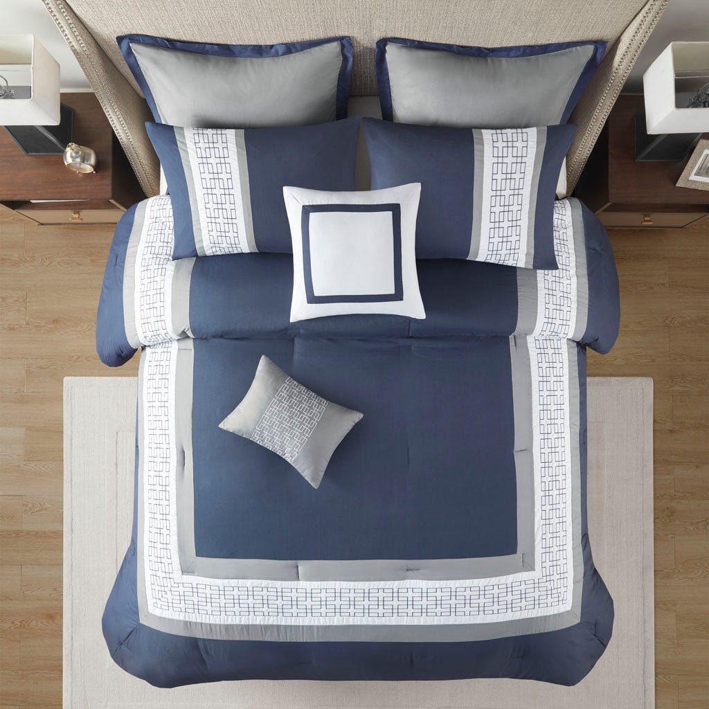 8 piece queen embroidered comforter set - Tuesday Morning - Quilts & Comforters