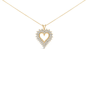 14K Yellow Gold Plated .925 Sterling Silver 3.00 Cttw Round Cut Diamond Cluster Heart 18" Pendant Necklace (K-L Color, I1-I2 Clarity)