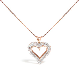.925 Sterling Silver 1.00 Cttw Diamond Heart 18" Pendant Necklace (I-J Color, I2-I3 Clarity)