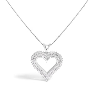 .925 Sterling Silver 1.00 Cttw Diamond Heart 18" Pendant Necklace (I-J Color, I2-I3 Clarity)