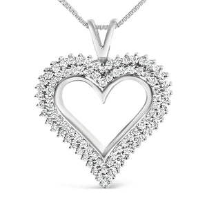 .925 Sterling Silver Diamond Heart 18" Pendant Necklace (I-J Color, I2-I3 Clarity)