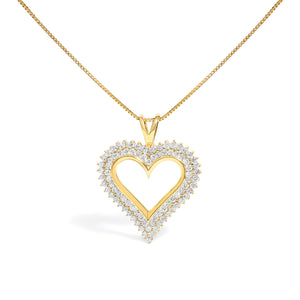 .925 Sterling Silver 1.00 Cttw Diamond Heart 18" Pendant Necklace (I-J Color, I2-I3 Clarity)