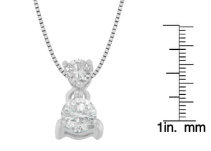 14K White Gold 1/2 cttw Round Cut Diamond Pendant Necklace (I-J, I1-I2)