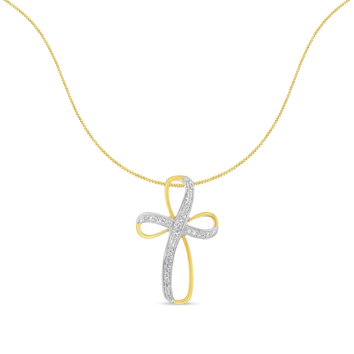 Two Tone .925 Sterling Silver 1/10 cttw Round Diamond Fashion Pendant Necklace (H-I, I3)