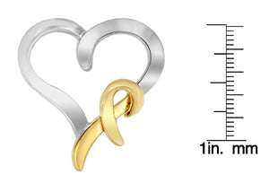 .925 Sterling Silver and 14K Yellow Gold Two-Tone Heart Shaped Pendant Necklace