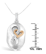 10k Rose Gold and Sterling Silver 1/10ct TDW Round Cut Diamond Interlocked Heart and Ribbon Pendant Necklace (H-I, I1-I2)