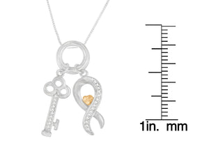 Two Tone .925 Sterling Silver 1/6 cttw Diamond Symbol Key Pendant Necklace (H-I, I1-I2)