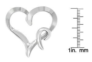 .925 Sterling Silver Heart Shaped Pendant Necklace