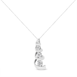 .925 Sterling Silver 1/4 cttw Diamond Swirl Shape Pendant Necklace (I-J, I2-I3)
