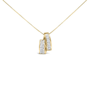 14K Yellow Gold 1 5/8 cttw Princess and Baguette Cut Diamond Fashion Pendant Necklace (G-H, VS2-SI1)