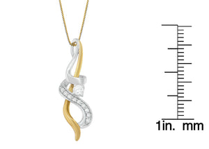 Espira 10K Two-tone Gold 1/5 cttw Diamond Intertwined Swirl Pendant Necklace (J-K, I1-I2)
