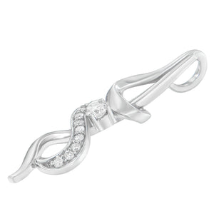 Espira 10K White Gold 1/5 cttw Round Cut Diamond Swirl Pendant Necklace (J-K, I1-I2)