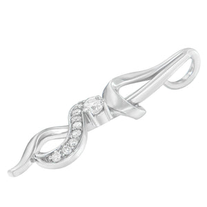 Espira 10K White Gold 1/5 cttw Round Cut Diamond Swirl Pendant Necklace (J-K, I1-I2)