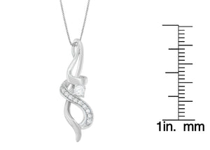 Espira 10K White Gold 1/5 cttw Round Cut Diamond Swirl Pendant Necklace (J-K, I1-I2)