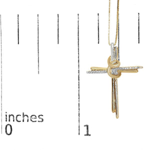 Espira 10K Two-Tone Yellow & White Gold Diamond-Accented Cross 18" Pendant Necklace (J-K Color, I2-I3 Clarity)