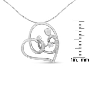 .925 Sterling Silver 1/6 cttw Diamond Heart Pendant Necklace (H-I, I1-I2)