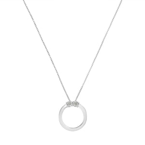 .925 Sterling Silver 1/10 Cttw Diamond Miracle-Set 2 Stone 'Together Forever' Open Circle 18" Box Chain Pendant Necklace (I-J Color, I2-I3 Clarity)