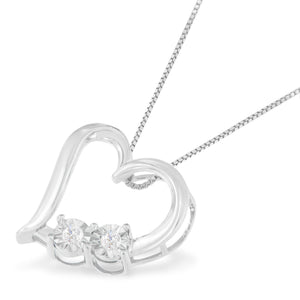 .925 Sterling Silver 1/10 cttw Diamond Heart Pendant Necklace (I-J, I3)