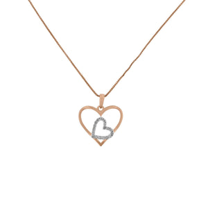 Two Tone .925 Sterling Silver 1/4 cttw Diamond Double Heart Pendant Necklace (I-J, I3)