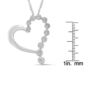 .925 Sterling Silver 1/10 Cttw Diamond Miracle-Set Open Heart 18" Pendant Necklace (H-I Color, I2-I3 Clarity)