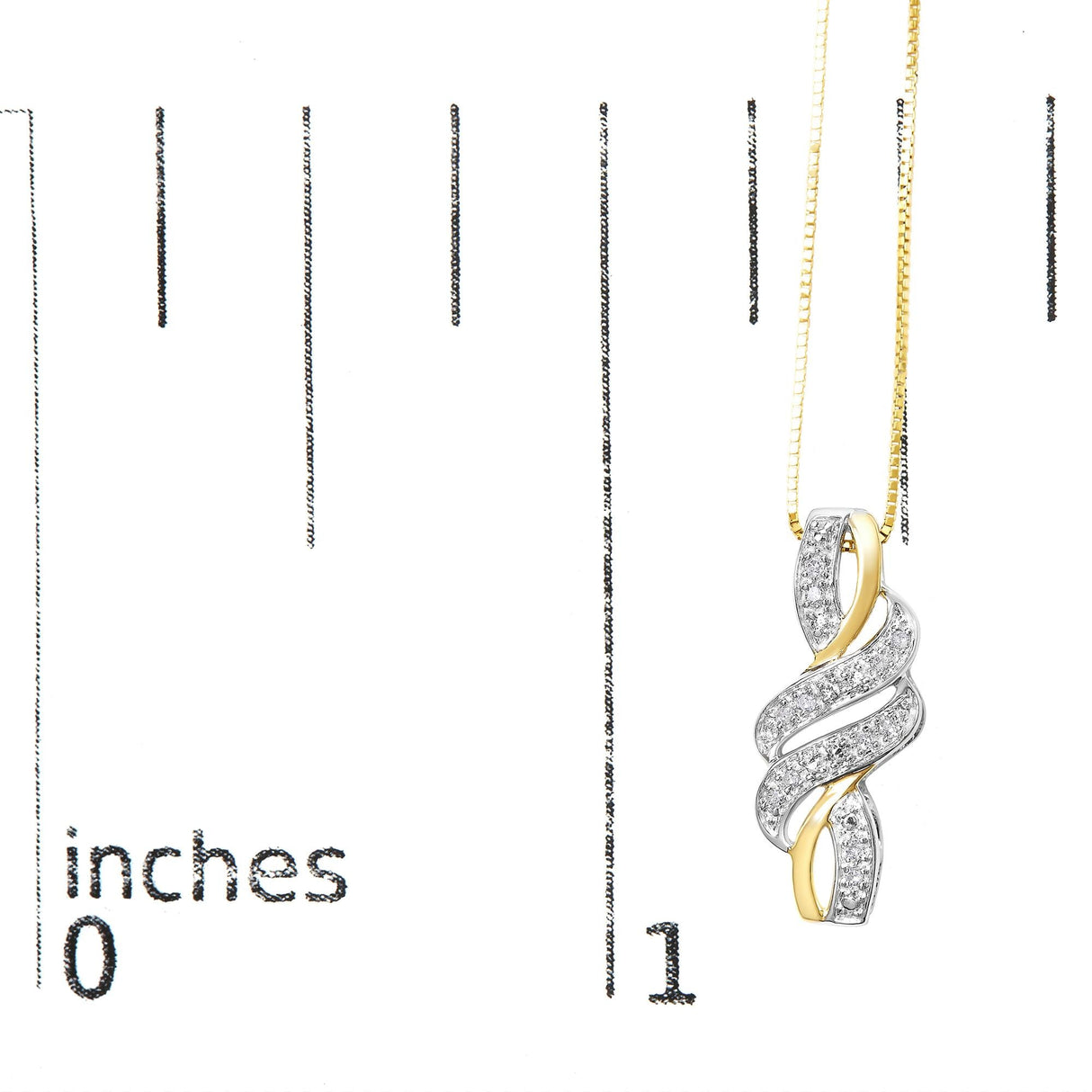14K Yellow Gold Plated .925 Sterling Silver Round-Cut Diamond Accent Cross Bypass 18" Pendant Necklace (H-I Color, I2-I3 Clarity)