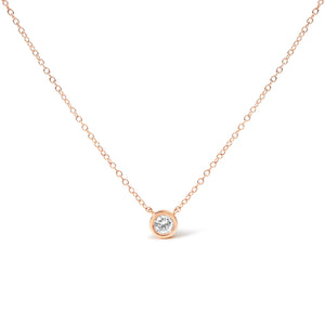 2 Micron 14K Rose Gold Plated Sterling Silver Bezel-Set Diamond Solitaire Pendant Necklace (1/3 cttw, H-I Color, I1-I2 Clarity)